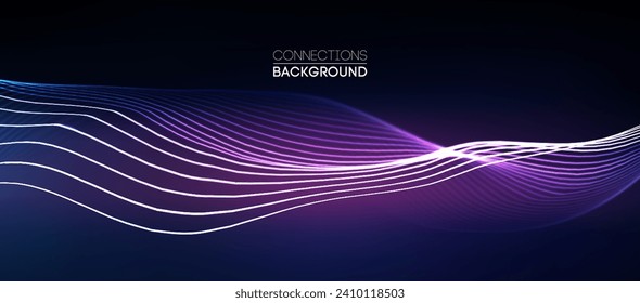 Fondo abstracto de audio de onda sonora. Pulso de onda de música de conexiones de red. Fondo de tecnología azul. Secuencia de red