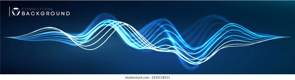 Fondo abstracto de audio de onda sonora. Pulso de onda de música de conexiones de red. Fondo de tecnología azul. Secuencia de red