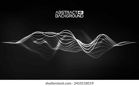 Sound wave audio abstract background. Network connections music wave pulse. Blue technology background. Network stream