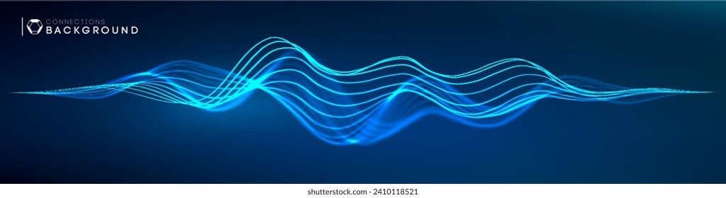 Fondo abstracto de audio de onda sonora. Pulso de onda de música de conexiones de red. Fondo de tecnología azul. Secuencia de red