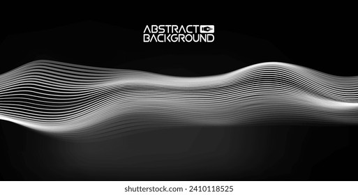Abstrakter Sound-Wave-Hintergrund. Netzwerk-Verbindungen Musik-Wellenimpuls. Blauer Hintergrund der Technologie. Netzstrom