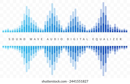 Sound wave audio digital abstract equalizer in shades of blue color - vector illustration