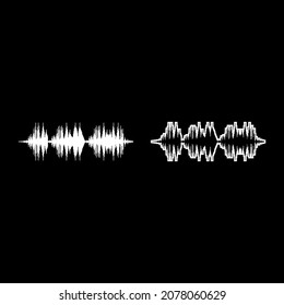 Sound wave audio digital equalizer technology oscillating music icon white color vector illustration flat style simple image set