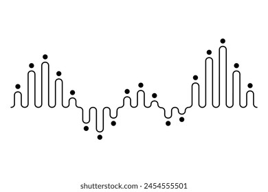 Onda sonora. Tecnología de ecualizador digital de audio, Ilustración vectorial de pulso musical. Símbolo de línea de voz o de nivel de volumen. Onda de radio curva
