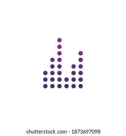 Sound wave. Audio equalizer. Detailed dots on white background. Musical concept. Abstract vector illustration.
