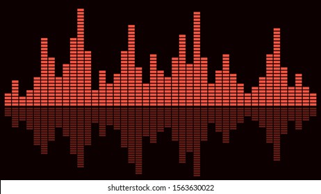 Sound wave. Audio equalizer. Musical concept. Detailed squares with reflection in water. Vector illustration.