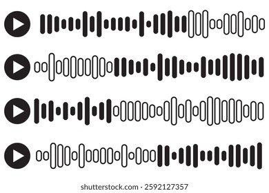 Sound wave audio icon. Radio wave, voice message, sound or audio wave icon isolated on white background. Sound technology icon black vector. Equalizer, vibration, soundwave vector illustration. EPS 10