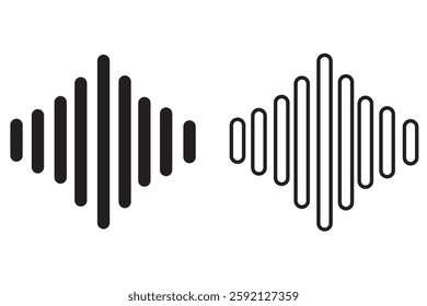 Sound wave audio icon. Radio wave, voice message, sound or audio wave icon isolated on white background. Sound technology icon black vector. Equalizer, vibration, soundwave vector illustration. EPS 10