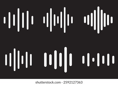 Sound wave audio icon. Radio wave, voice message, sound or audio wave icon isolated on white background. Sound technology icon black vector. Equalizer, vibration, soundwave vector illustration. EPS 10