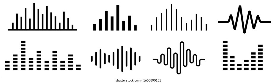 Sound wave. Audio wave set. Vector illustration