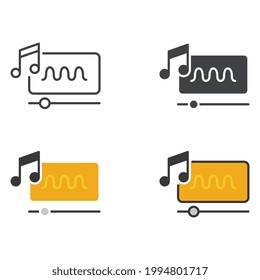 sound wave and audio symbol for Sound edition for producer music. Recording music. Musical instrument for DJ Controller. Music production icon. Vector illustration. Design on white background. EPS10