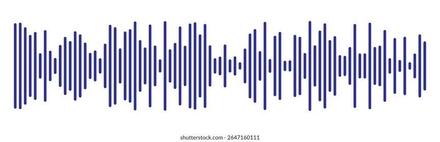 onda de som ícone de forma de onda de áudio vetor. Ondas sonoras azuis. Onda de música abstrata, frequência de sinal de rádio e voz digital. Equalizador de mensagem de voz. Linha de voz da onda sonora do podcast. Gravar player de música. 
