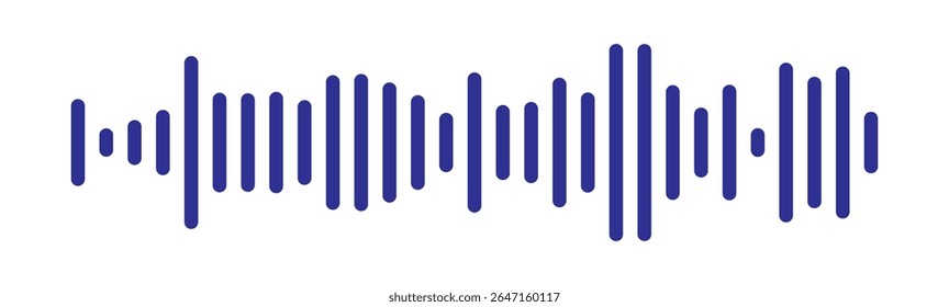 onda de som ícone de forma de onda de áudio vetor. Ondas sonoras azuis. Onda de música abstrata, frequência de sinal de rádio e voz digital. Equalizador de mensagem de voz. Linha de voz da onda sonora do podcast. Gravar player de música. 
