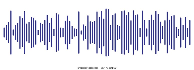 onda de som ícone de forma de onda de áudio vetor. Ondas sonoras azuis. Onda de música abstrata, frequência de sinal de rádio e voz digital. Equalizador de mensagem de voz. Linha de voz da onda sonora do podcast. Gravar player de música. 