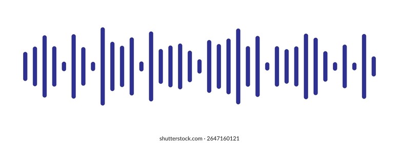onda de som ícone de forma de onda de áudio vetor. Ondas sonoras azuis. Onda de música abstrata, frequência de sinal de rádio e voz digital. Equalizador de mensagem de voz. Linha de voz da onda sonora do podcast. Gravar player de música. 
