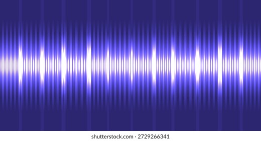 Sound wave and audio waveform, representing frequency, rhythm, and music. Abstract, digital signal with a glowing blue and black design, showcasing power and dynamic balance
