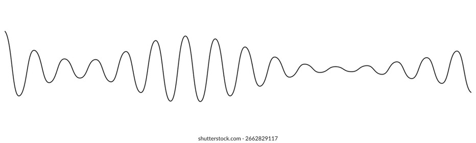 Vector de boceto de forma de onda de audio de onda de sonido. Conjunto de iconos de asistente de voz. Símbolo de reconocimiento de voz. Ilustración vectorial de ondas de audio. Signo de frecuencia de sonido.