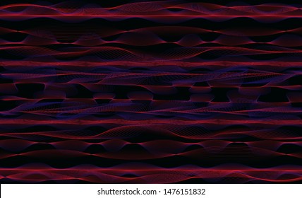 Sound wave background template. Abstract red radio or voice wave, vector illustration.