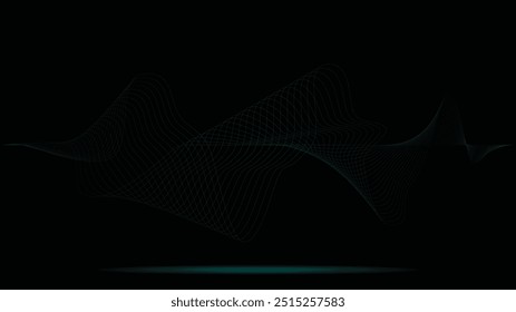 Sound wave background vector design. Dark green wave background suit for wallpaper, decoration, banner, music promotion, cover, backdrop, etc.
