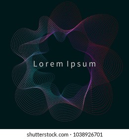 Sound wave. Banner electronic music, abstract background with lines, gradient futuristic fluid, techno flyer. Vector illustration