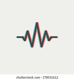 Sound wave beats icon thin line for web and mobile, modern minimalistic flat design. Vector icon with dark grey outline and offset colour on light grey background.