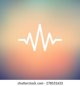 Sound wave beats icon thin line for web and mobile, modern minimalistic flat design. Vector white icon on gradient mesh background.