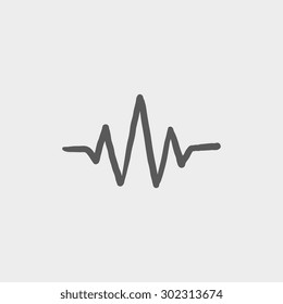 Sound Wave Beats Sketch Icon For Web And Mobile. Hand Drawn Vector Dark Grey Icon On Light Grey Background.