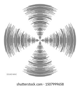 Sound wave. Black and white wave vector illustration.
