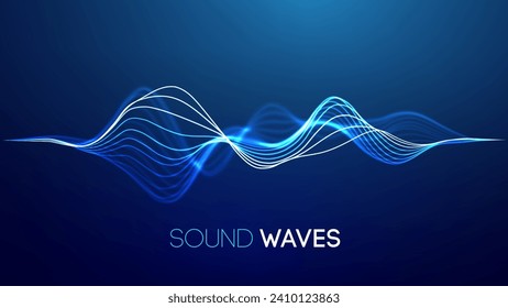 Sound wave blue technology background. Music wave futuristic big data background.