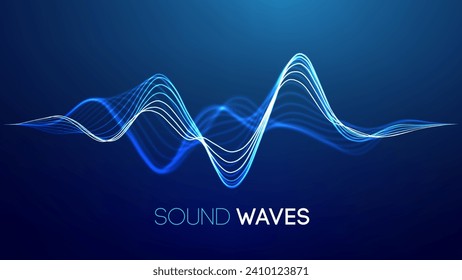 Sound wave blue technology background. Music wave futuristic big data background.