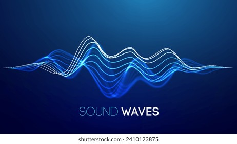 Sound wave blue technology background. Music wave futuristic big data background.