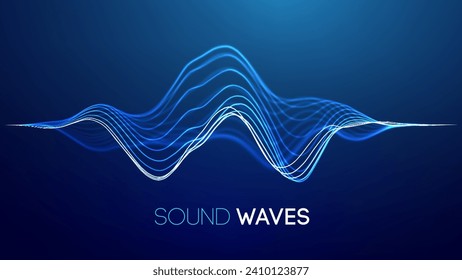 Fondo de tecnología azul de ondas sonoras. El fondo futurista de la ola musical de grandes datos.