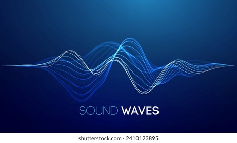 Sound wave blue technology background. Music wave futuristic big data background.