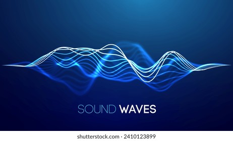 Sound-Wave-blauer Technologie-Hintergrund. Musikwelle, futuristischer Big-Data-Hintergrund.