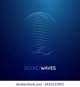 Sound wave blue technology background. Music wave futuristic big data background.