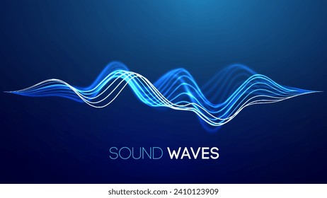 Sound wave blue technology background. Music wave futuristic big data background.