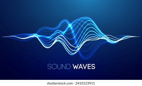 Fondo de tecnología azul de ondas sonoras. El fondo futurista de la ola musical de grandes datos.