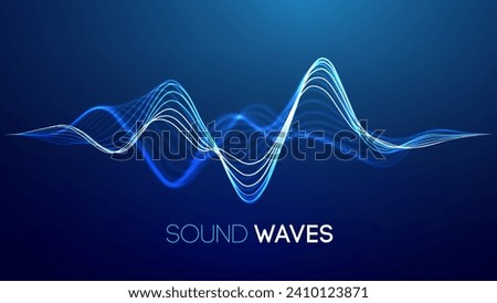 Sound wave blue technology background. Music wave futuristic big data background.