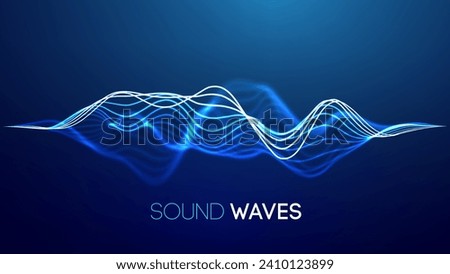 Sound wave blue technology background. Music wave futuristic big data background.