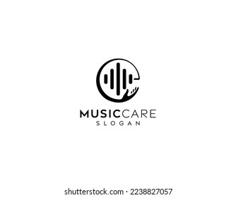 Sound Wave with care Logo Design, Wave Music Logo, Dj Logo design, music care vector logo design