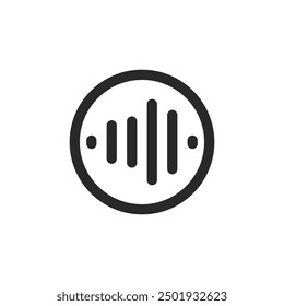 Sound wave in a circle button isolated on white background for multimedia. Vector icons in flat style