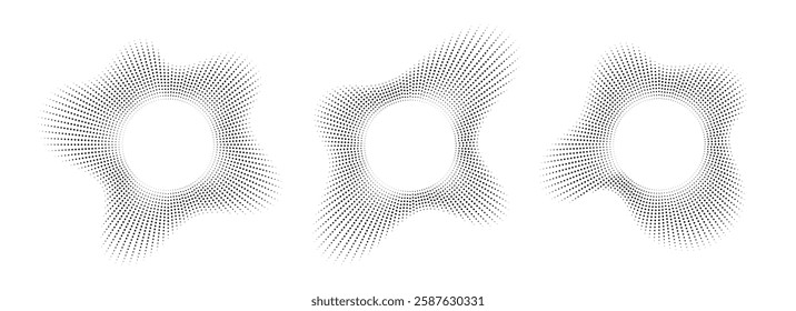 Sound wave, circular equalizer icons, round music soundwave shape, concentric energy burst.