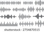 Sound wave collection.  Audio sound wave waveform music pulse equalizer elements set