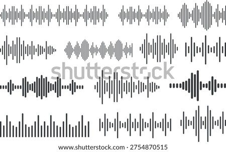 Sound wave collection.  Audio sound wave waveform music pulse equalizer elements set