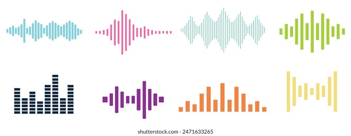 Sound wave collection for music equalizer illustration