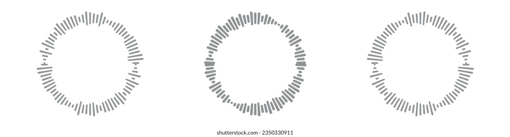 Sound Wave Collection. Play rhythm with audio bars, voice messages, and radio icons. A symphony of music in vector form. Flat illustrations isolated on white background.