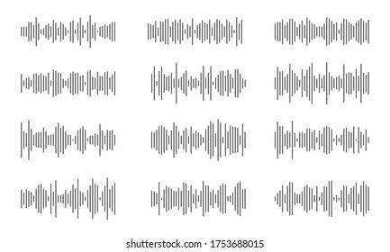 Sound wave collection. Random audio  soundwave line. 