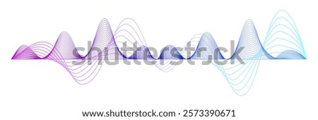 Sound wave. Colorful abstract waveform with gradient lines.