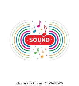 sound and sound wave. colorful note symbols. music notes