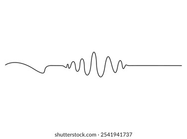 Sound wave continuous one line drawing. Vector illustration